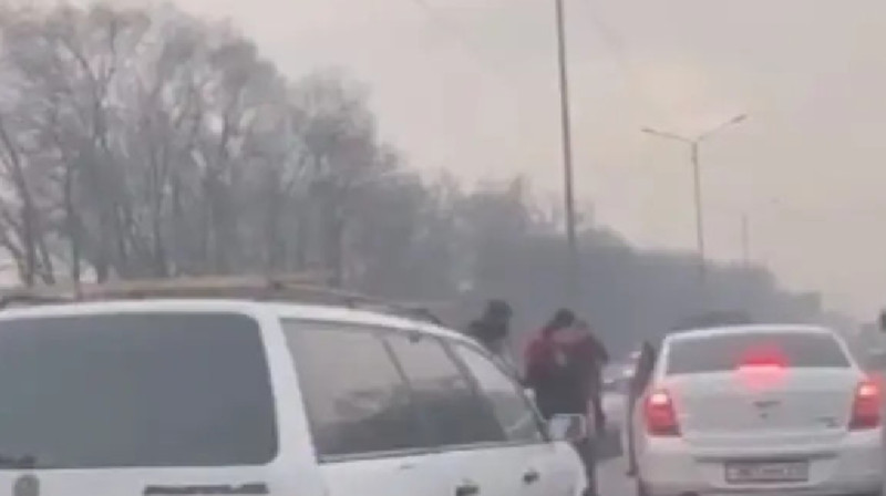 Алматы маңындағы тасжолда көлік жүргізушілер төбелесіп қалды