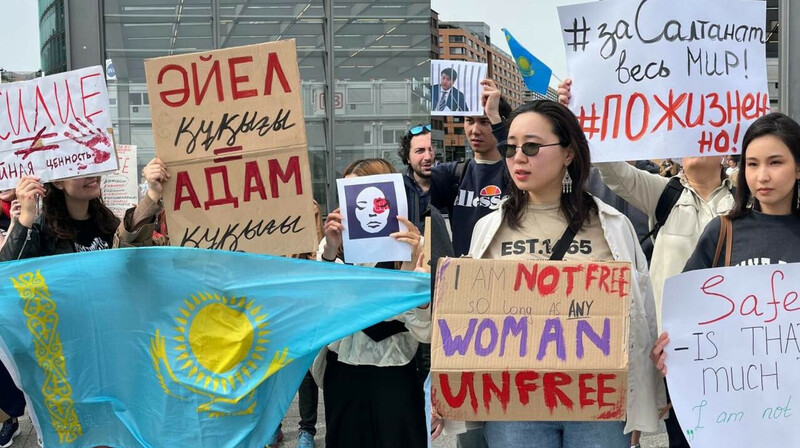 «Ұрса — түрмеге отырады». Берлинде Қазақстандағы тұрмыстық зорлық-зомбылыққа қарсы акция өтті