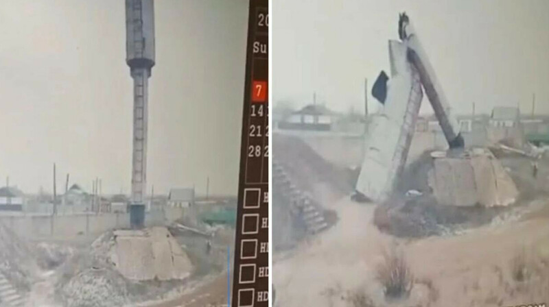 Батыс Қазақстанда қатты желден су мұнарасы құлап кетті