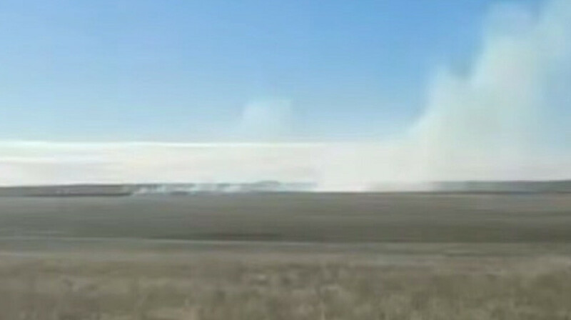 Ақтөбе облысында дрон құлап, құрғақ шөп жанып кетті